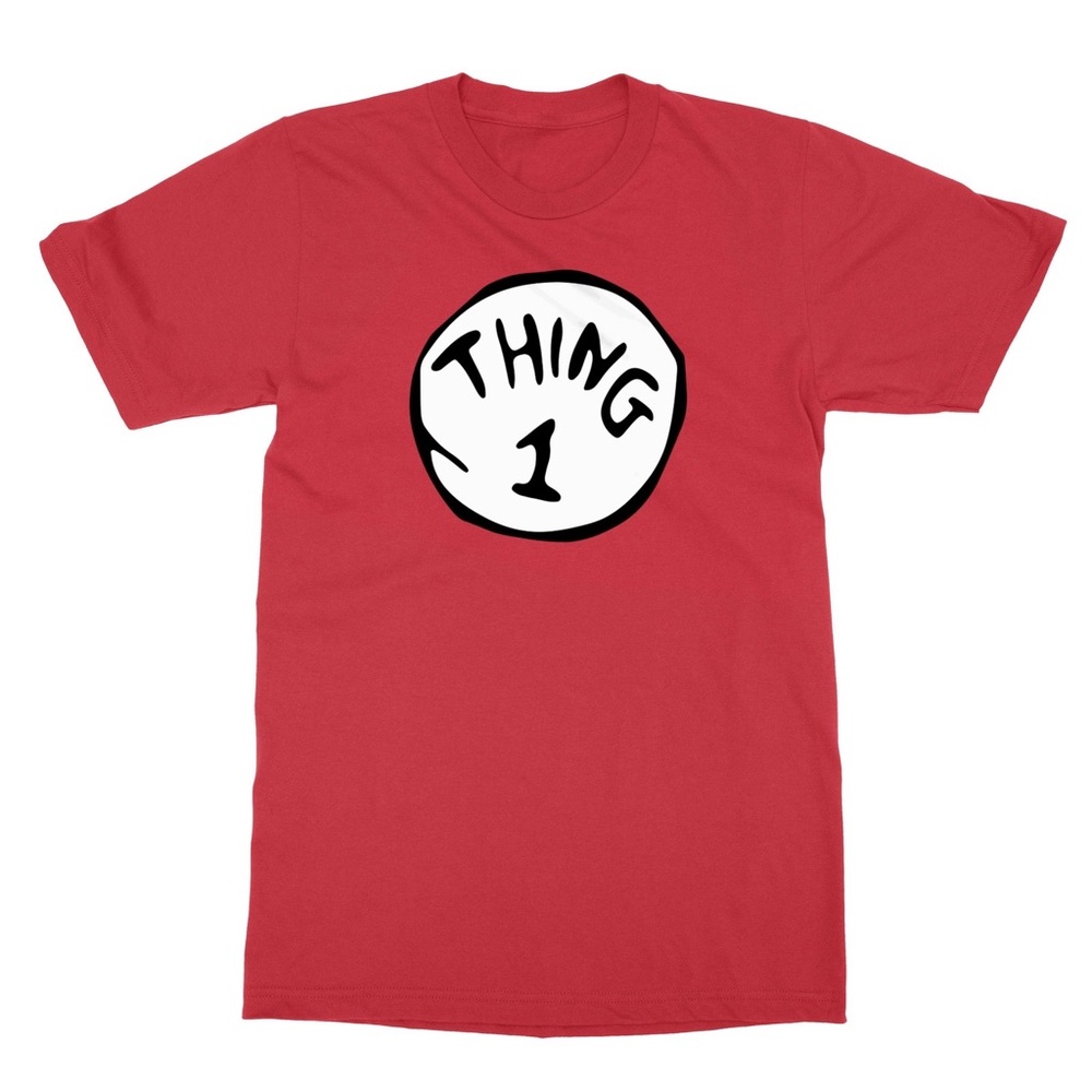 Dr. Seuss Thing 1 2 3 4 5 6 Red Emblem Unisex Tshirt